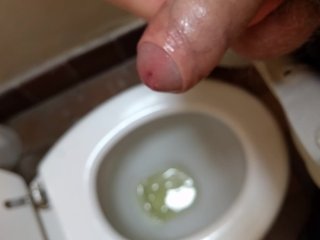 Piss and cum in public toilet