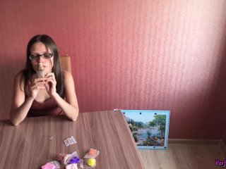 Horny_Babe, 1 Month Without Sex, Masturbates with Plasticine Figures and_Cums