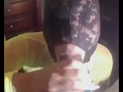 POV Big Booty Ebony MILF masked blowjob