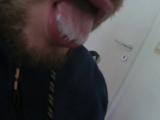 Closeup Mouth Sucking up a Lot of Precum and Tastes before Swallowing all of it :-p