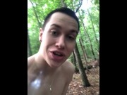 Preview 5 of 19 year old Jesse Gold almost gets caught jerking off in the woods