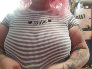 *SELFIE titty tease and drop** Tattooed goth bouncing natural tits for you video thumbnail