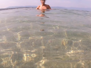 Swimming naked onpublic beach and got caught - ParrotGirl