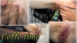 My Spouse Squirts From Fisting Drinks Coffee And Fucks Herself With A Can