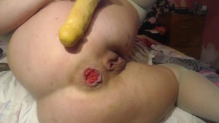 Anal and double anal big toys ,prolapse