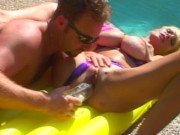 Preview 5 of Huge Fake Tits Get Slammed by pool