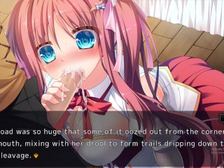 hentai game, 3some, cartoon, orgasm