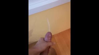 Huge cumshot on the wall for my gf