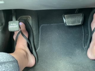 Cute Feet Driving in_Flip Flop SandalsPedal Pumping