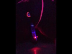 Step sis with nice feet caught squirting under the  black light. 