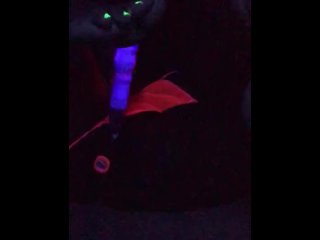 Step sis with nicefeet caught squirting under the black light.