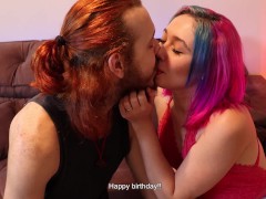 Video Menage as a Birthday Gift - I gave my pussy and let him fuck my friend Lady Snow - Cherry Adams