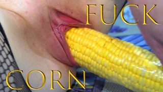 Corn cob fucking. DP with 2 corn cob.