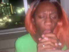 Ebony Hotel Hooker Spit On My Dick!