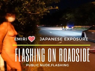 Emiri Naked Exposed along the Main Street & Spanking with a Belt.