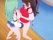 Preview 5 of Touhou Project: Reimu and Sanae lesbian party
