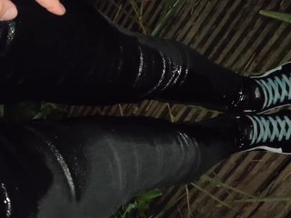 socks, wet, pee desperation, jeans