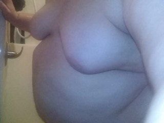Fat Man taking a Shower