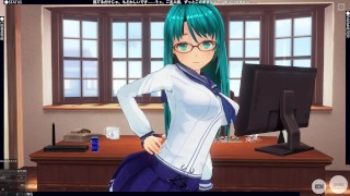 3D HENTAI schoolgirl with glasses fucked the director and got a high score