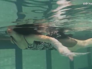 Dressed Up Teen Irina Barna Swims_Sexy in_the Pool