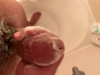 Slow stroking my soapy cock