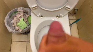 Toilet masturbation and cum