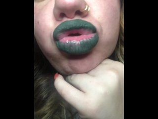 solo female, mouth, lip fetish, tease