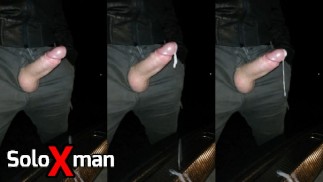 Very horny man Jerking off in public in the rain. Handsfree cum! - SoloXman