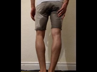 pissing shorts, solo male, male desperation, peeing
