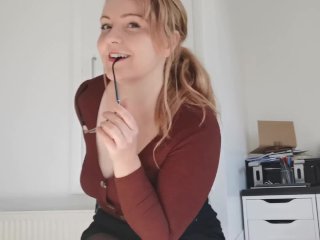 BRITISH REDHEAD TEACHER_GIVES JERK OFF INSTRUCTIONS AND_HEELS