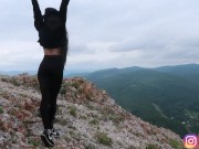 Preview 2 of Hottie in leggings gets a fuck and a facial in the mountains