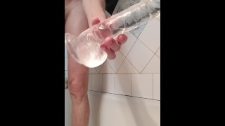Experiments In the shower - with a Big Dildo