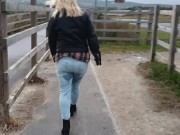 Preview 4 of ⭐ Public Wetting in tight blue jeans,  then rewetting them again later! (No toilets allowed) ;)