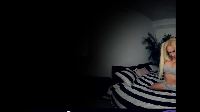 VR 360 4K - BIG FAKE TITS TEEN GIRL COSPLAY HARLEY QUINN BLONDE NUDE THONG IN VIRTUAL REALITY