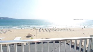 STRETCHING my SUPER Fit Little Stepsister's Mouth and Pussy by the Sea POV + BONUS Cumshot