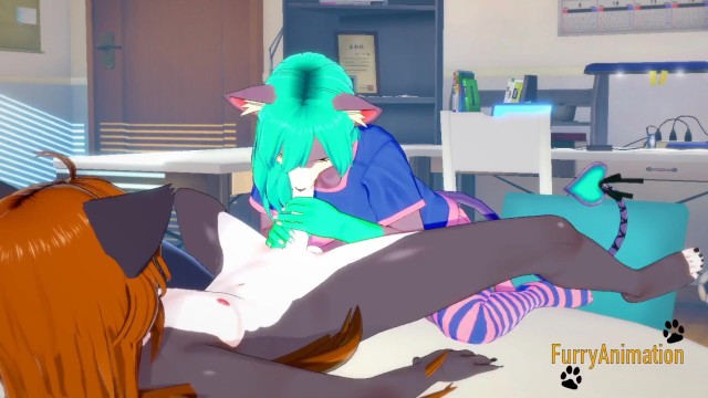Furry Yiff Hentai - Grey Fox x Dog Sex in a Bedroom - 3D Furry Hentai