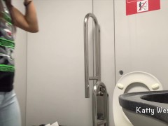 Video Extreme on the train. Teen girl took off her panties and pee in public