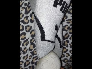 big dick, puma socks, cumshot, masturbation