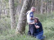 Preview 3 of BBW wife fucked on public trail in the mountain's
