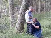 Preview 4 of BBW wife fucked on public trail in the mountain's