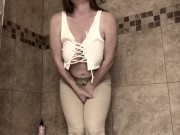 Preview 1 of Pee Desperation in Tight Jeans - Bunnie Lebowski