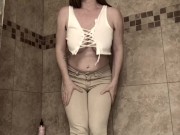 Preview 2 of Pee Desperation in Tight Jeans - Bunnie Lebowski