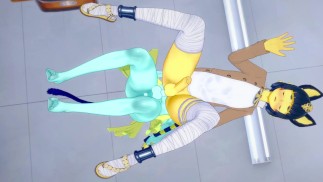 Animal Crossing Yaoi Hentai 3D - Ankha (Boy) with MoonCat at School