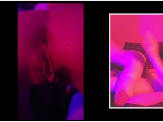 Red Light / Blue Light (punheta; Cowgirl Reverso; Creampie) (hardcore com POV / Foto Em Foto)