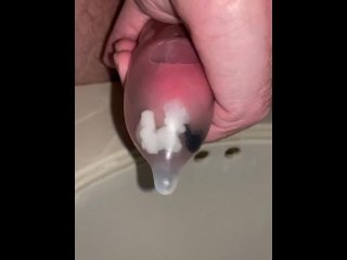vertical video, sperm, condom, horny