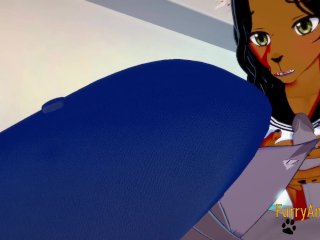 Furry Henta 3D Yiff - Lion and racoon have sex for the first time