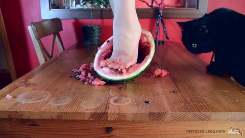 Crushing watermelon with nylon feet trailer