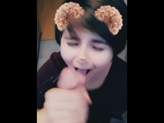 Cutie Sucks my Cock and Takes a Cumshot in the Face - Snapchat Filter
