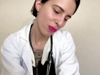 dominatrix pegging, big natural tits, big dildo, medical exam