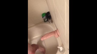 Big dildo fucking Sam in the shower